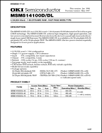 MSM514100D-60ZS Datasheet