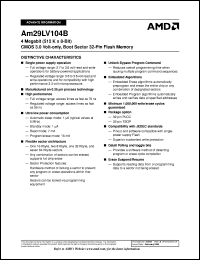 AM29LV104BT-70JIB Datasheet