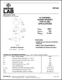 IRF240 Datasheet