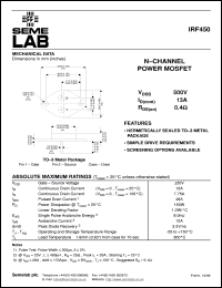 IRF450 Datasheet