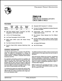Z86U18PSC Datasheet