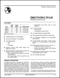 Z86C7216PSC Datasheet