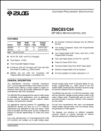 Z86C8416PSC Datasheet