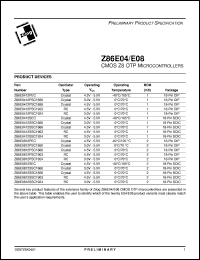 Z86E0412PSC1866 Datasheet