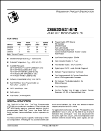 Z86E4016PSC Datasheet