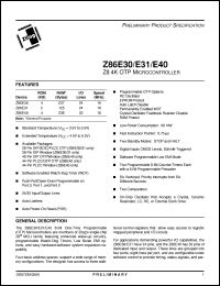 Z86E3116SSC Datasheet