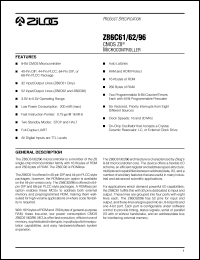 Z86C9620PSC Datasheet