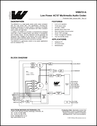 WM9701ACFT/V Datasheet