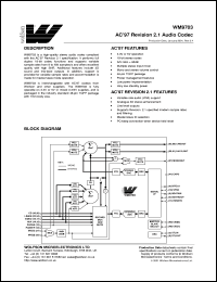WM9703CFT/V Datasheet