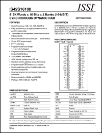 IS42S16100-10T Datasheet