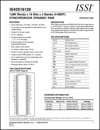 IS42S16128-12T Datasheet