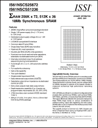 IS61NSCS51236-250B Datasheet
