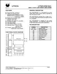 UT62V25616MC-70LLI Datasheet