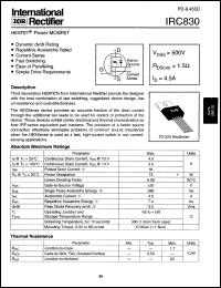 IRC830 Datasheet