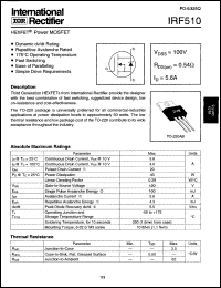 IRF510 Datasheet