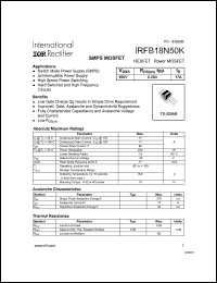 IRFB18N50K Datasheet