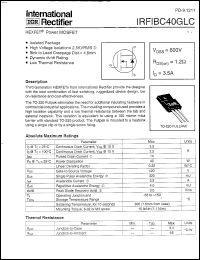 IRFIBC40GLC Datasheet
