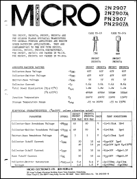 2N2907ADIE Datasheet