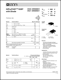 IXGH20N60BD1 Datasheet
