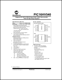 PIC16HV540-20I/SO Datasheet