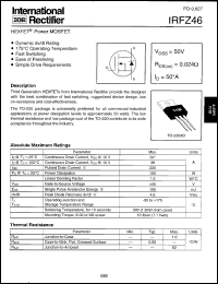 IRFZ46 Datasheet