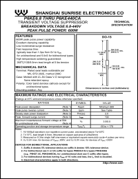 P6KE400CA-T3 Datasheet