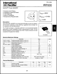 IRF630 Datasheet