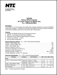 NTE484 Datasheet