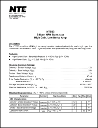 NTE63 Datasheet