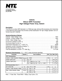 NTE70 Datasheet