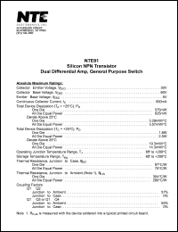 NTE81 Datasheet