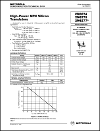2N6274 Datasheet