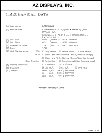 AGM1264B-REFTS-T Datasheet