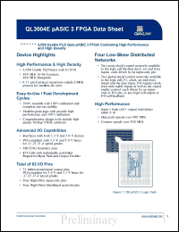 QL3004E-3PF100M Datasheet