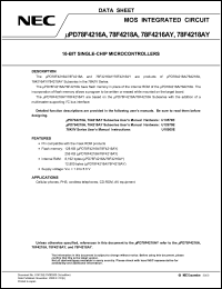 uPD78F4216AYGF-3BA Datasheet