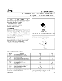 STB100NF04-1 Datasheet