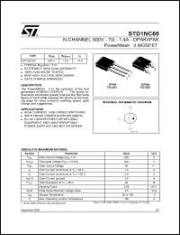 STD1NC70Z Datasheet