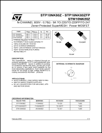 STP10NK80ZFP Datasheet