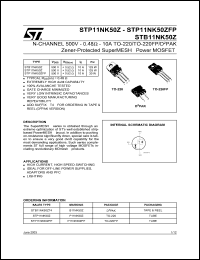 STP11NK50ZFP Datasheet
