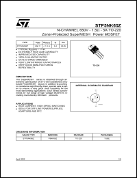 STP5NK60ZFP Datasheet