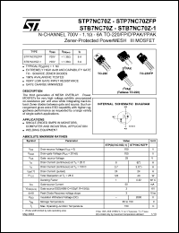 STP7NC70ZFP Datasheet