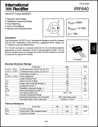 IRF640 Datasheet
