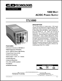 TX1000MDASLPLDH Datasheet