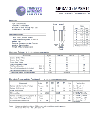 MPSA13RLRA Datasheet