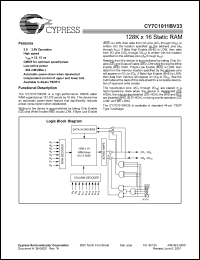 CY7C1011BV33-12ZI Datasheet