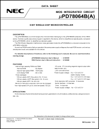 uPD78064BGCA-xxx-3BA Datasheet