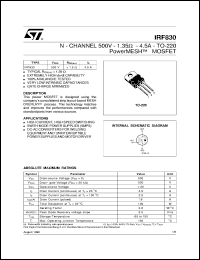 IRF830 Datasheet