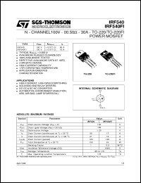 IRF540 Datasheet