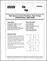 OPA603AU/1K Datasheet