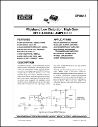 OPA643NB/3K Datasheet